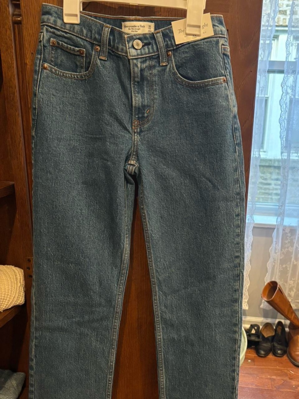 Abercrombie & Fitch Medium Blue High-Rise Straight Jeans